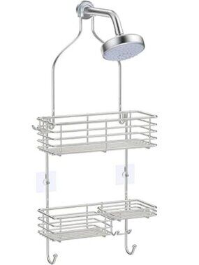 Stainless Steel Shower Caddy Over Head Hanging Organizer Rustproof Bathroom Rack